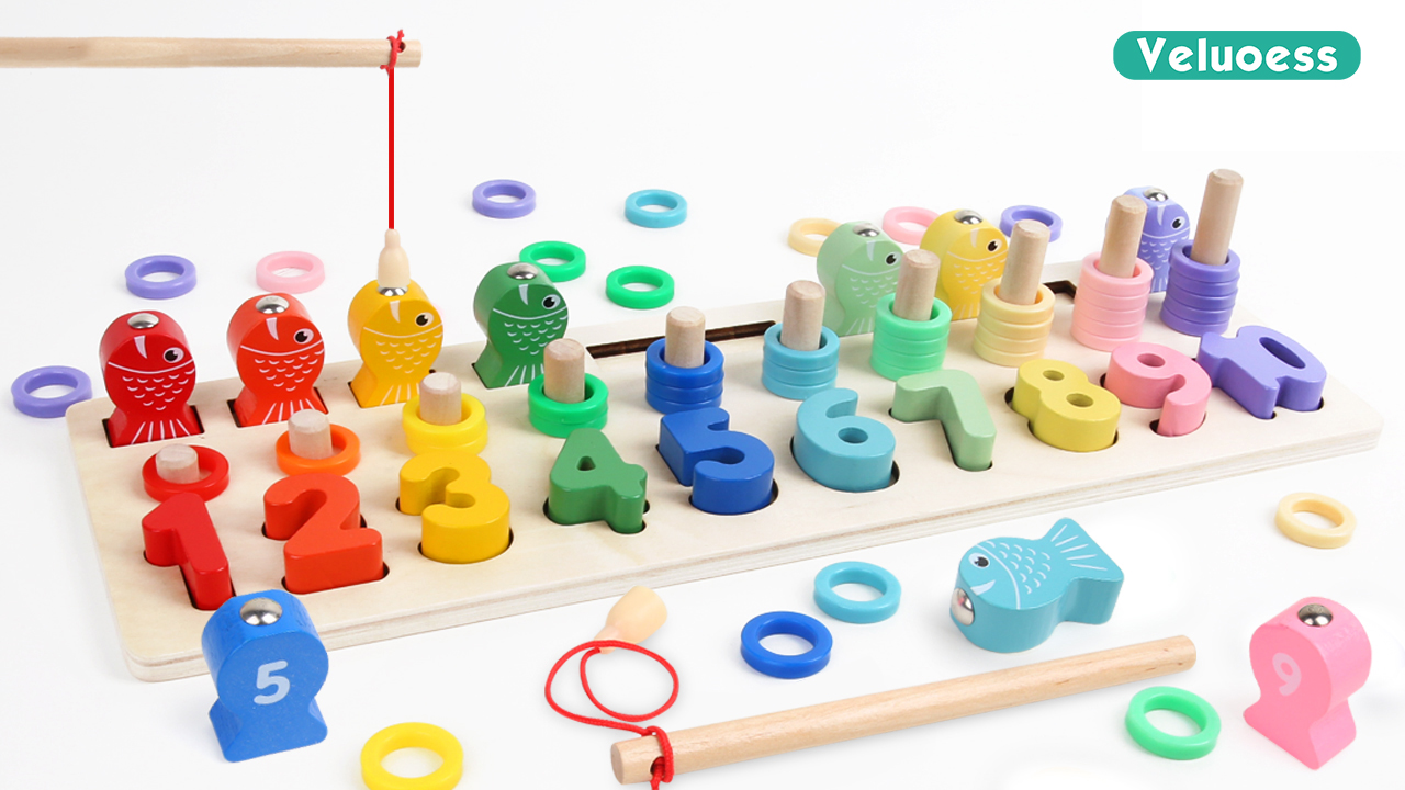 Jeu De Pêche Magnétique En Bois - 13 Pièces Pour Enfants 2 Ans Et Plus, Apprentissage Motricité