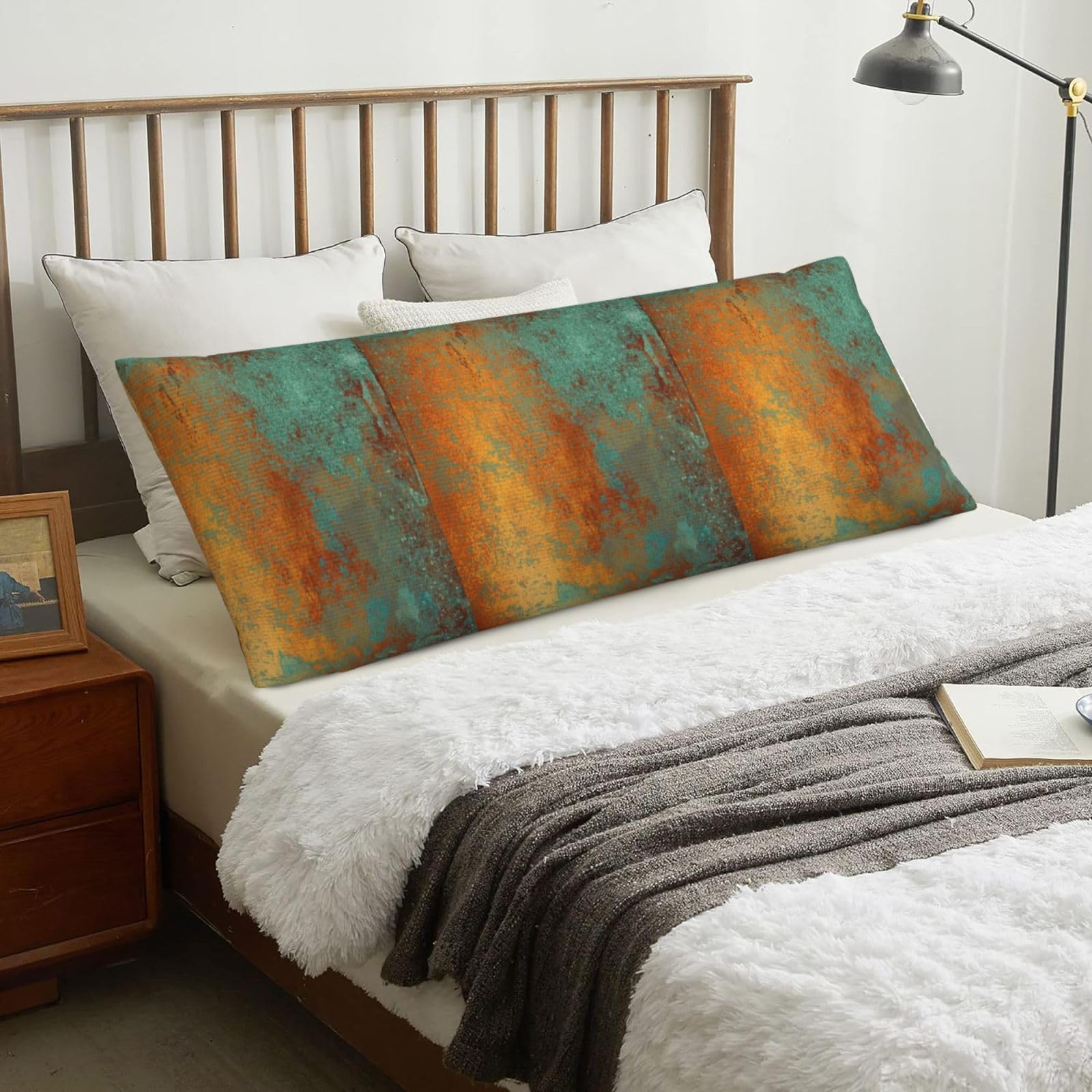 Trendy Rich Copper Patina Metallic, Body Pillow Cover with Zipper,Long Body Pillowcase 20 x 60 in