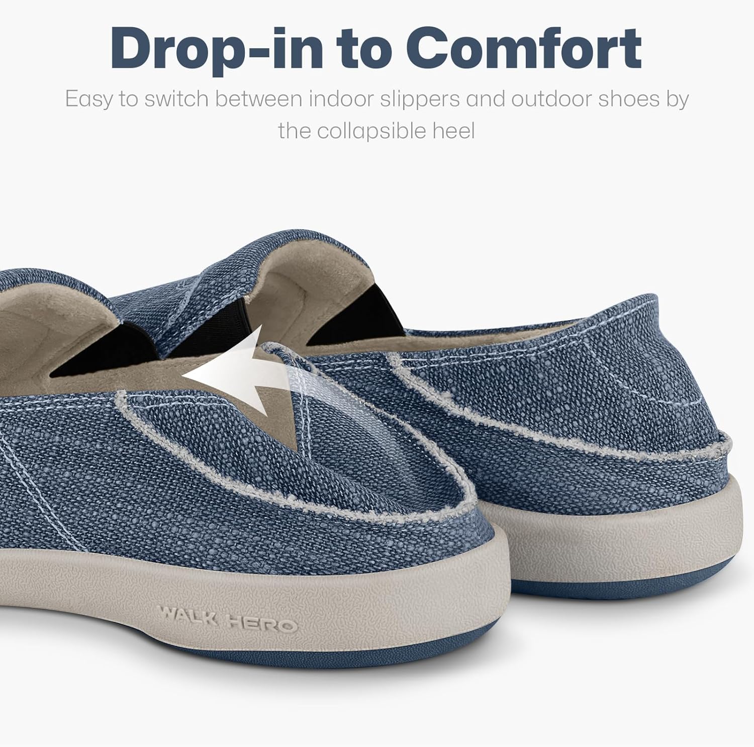 Mens Slip On Shoes, Canvas Mens Loafers with Arch Support, Orthopedic Mens Boat Shoes for Plantar Fasciitis, Indoor & Outdoor Walking Slippers Shoes for Pain Relief - Image 4