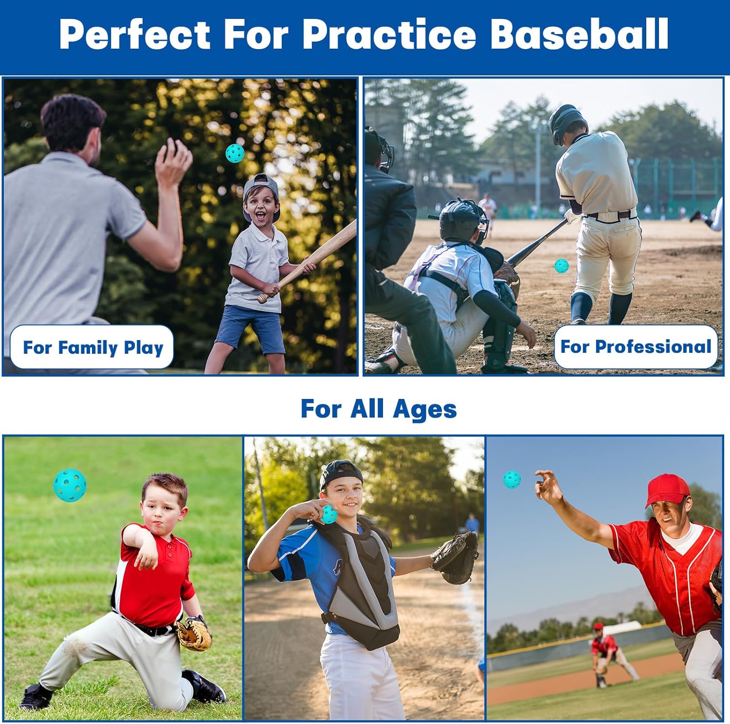 Coopay 12/50/100 Pack Plastic Baseballs Practice Training Balls Lightweight Hollow Softballs with a Drawstring Bag for Hitting Pitching Batting Training Indoor Outdoor Sport