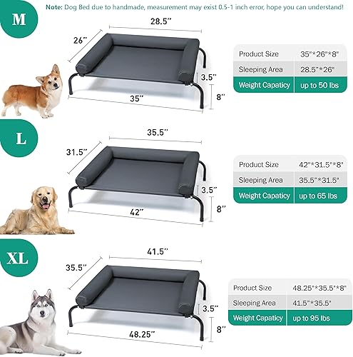 Miniatura 6 de Cama elevada refrescante para perros con almohadas, cama elevada portátil y lavable con malla a prueba de mordidas y marco de metal, patas de goma