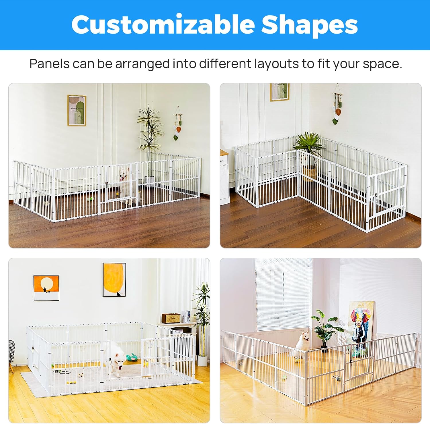 Dog Playpen - 32" Height Dog Pen, Heavy Duty Puppy Pen with Door, Safe & Sturdy, Easy Assemble for Indoor/Outdoor Pet Playpen (10 Panels with Door, White)