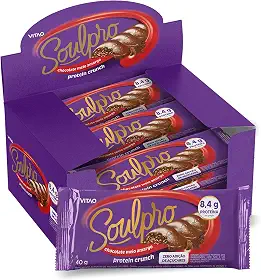 SOULPRO Chocolate Proteico Meio Amargo Zero Açúcar 40g – 8,4g Proteína, Sem Glúten e Textura Crocante