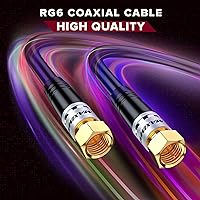 Vista 5 de Cable coaxial RG6, triple blindado, cable de cobre sin oxígeno para TV, Internet y más de 25 pies, color negro