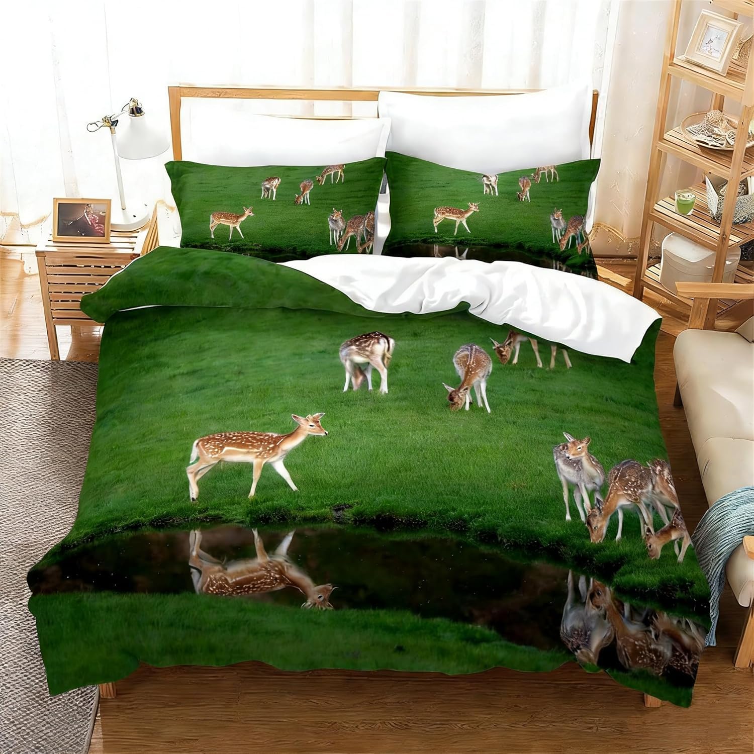 Housse de couette cerf imprimé 3D pour une ambiance chalet de montagne et chambre cosy sauvage