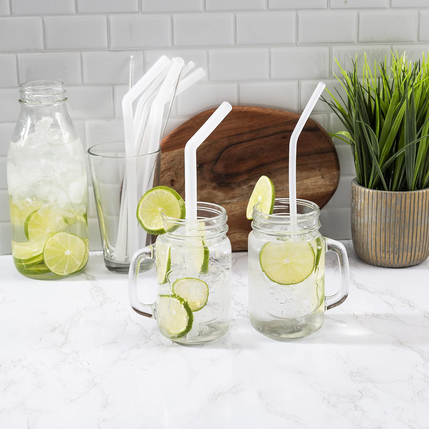 Traytastic! 48 Bulk Silicone Straws - Individually Wrapped Reusable Straws with Cleaning Brush | Safe Flexible Eco-Friendly