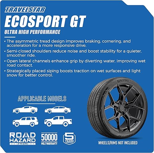 Miniatura 3 de Travelstar Ecosport GT Juego de 4 neumáticos de pasajeros de ultra alto rendimiento para todas las estaciones 25540ZR20 XL 101W diseño de doble