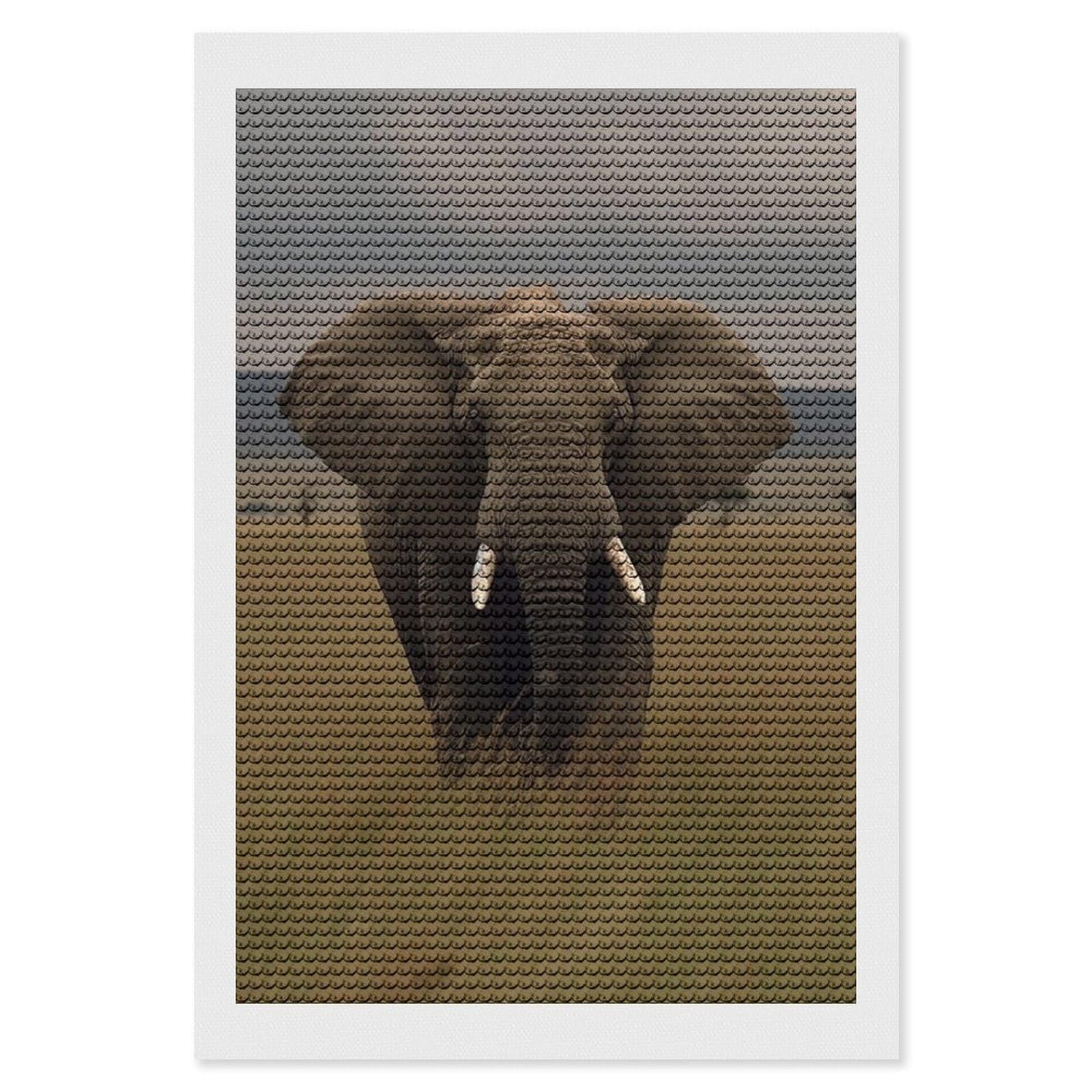 FodPand Diamond Art Kits for Adults, 5D Aurora Diamond Painting Kits for Beginners, Elephant in The Grass DIY Full Drill Dots Gem Art Paint Crafts for Home Wall Decor 8"x12"