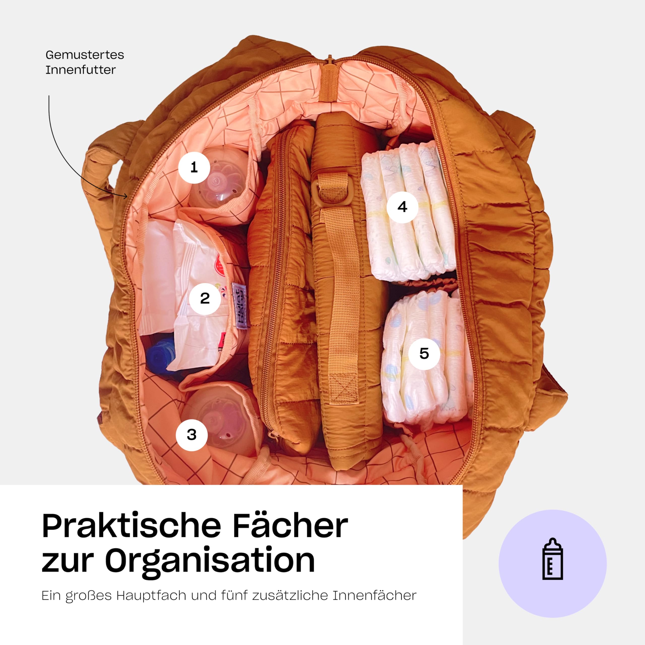 Hylat Baby Wickeltasche – Leichte & Vielseitige Kinderwagen-Tasche mit Gepolstertem Fach, Tragbar & Wasserdicht – Ideal für Unterwegs - Violett