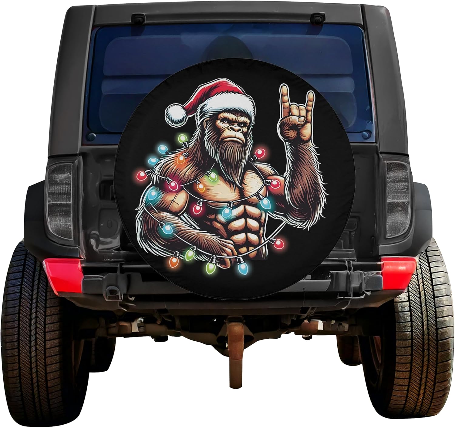 ThangPham Shop Christmas Bigfoot Spare Tire Cover with/Without Backup Camera Hole – Christmas Theme Design for Lovers