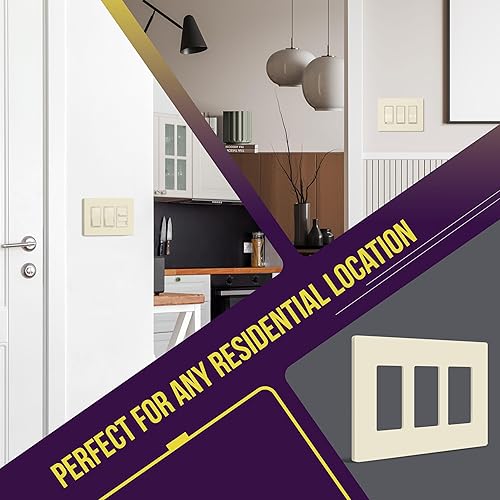 Miniatura 232 de ENERLITES SI8834-BK - Placa de pared decorativa sin tornillos, cubierta de enchufe segura, 4 entradas, 4.68 x 8.30 pulgadas (alto x largo), Negro