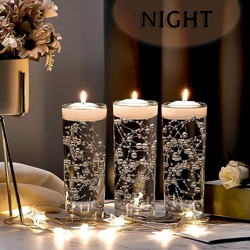 Miniatura 39 de Tondiamo 24 piezas de perlas artificiales para velas flotantes, perlas de imitación, guirnalda de decoración para jarrones, decoración de bodas