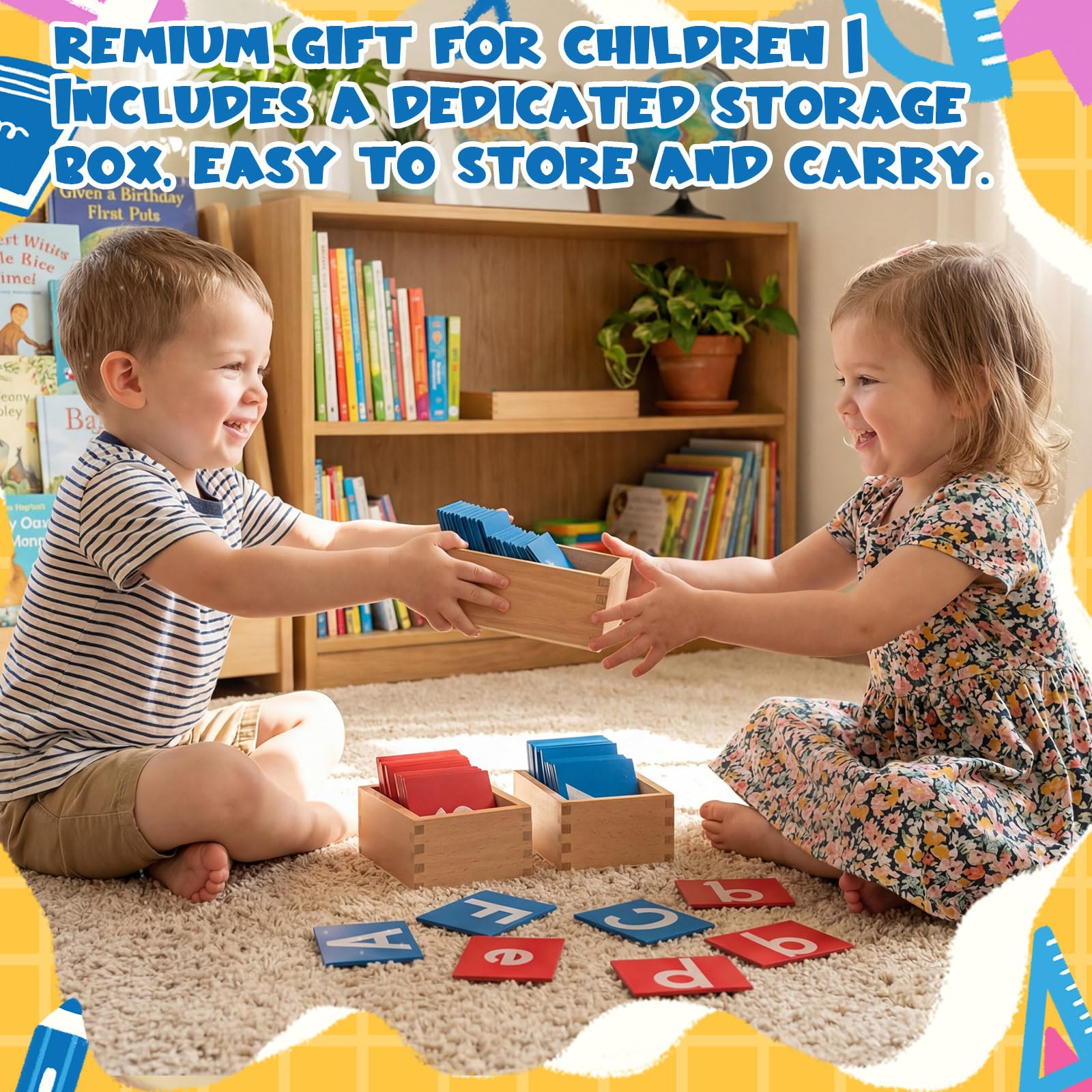 Henoyso 2 juegos de letras de papel de lija con cajas inferiores y mayúsculas, papel de lija sensorial, letras táctiles del alfabeto para aprender educación, regalo de Pascua (carta, brillante)