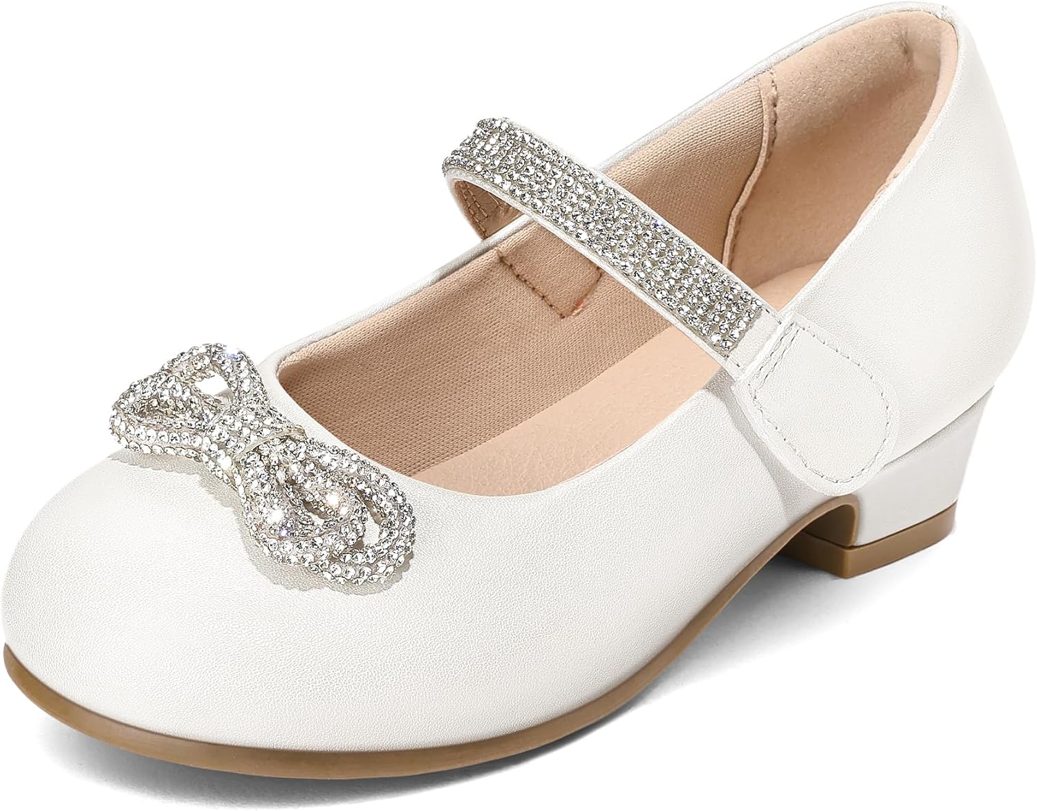 K KomForme Girls Dress Shoes Princess Bow Flats with Rhinestone for Wedding Party, Toddler/Little Kid/Big Kid