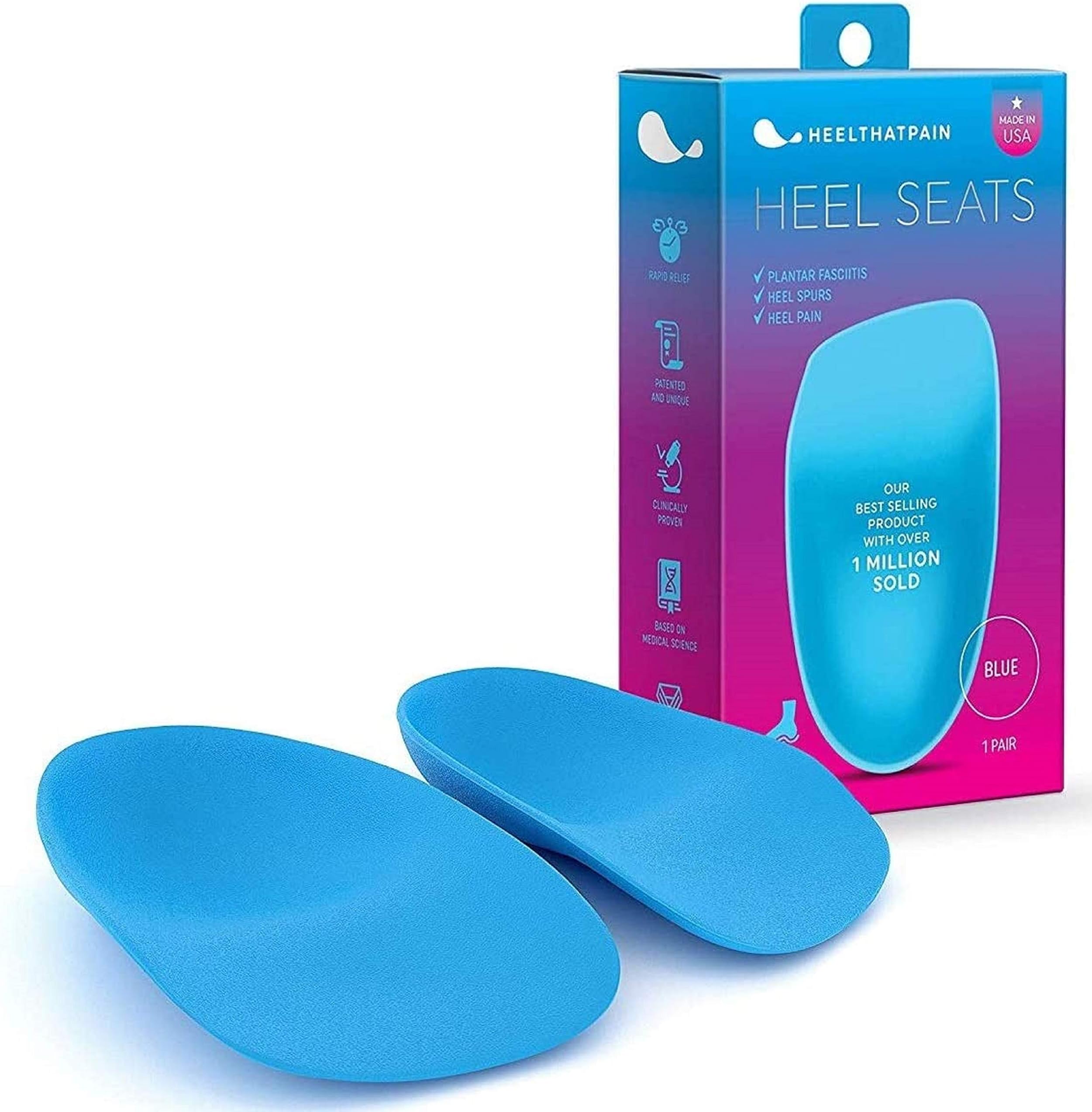 Heel That Pain Plantar Fasciitis Insoles | Heel Seats Foot Orthotic Inserts, Heel Cups for Heel Pain and Heel Spurs | Patented, Clinically Proven, 100% Guaranteed (Blue, Extra Large)