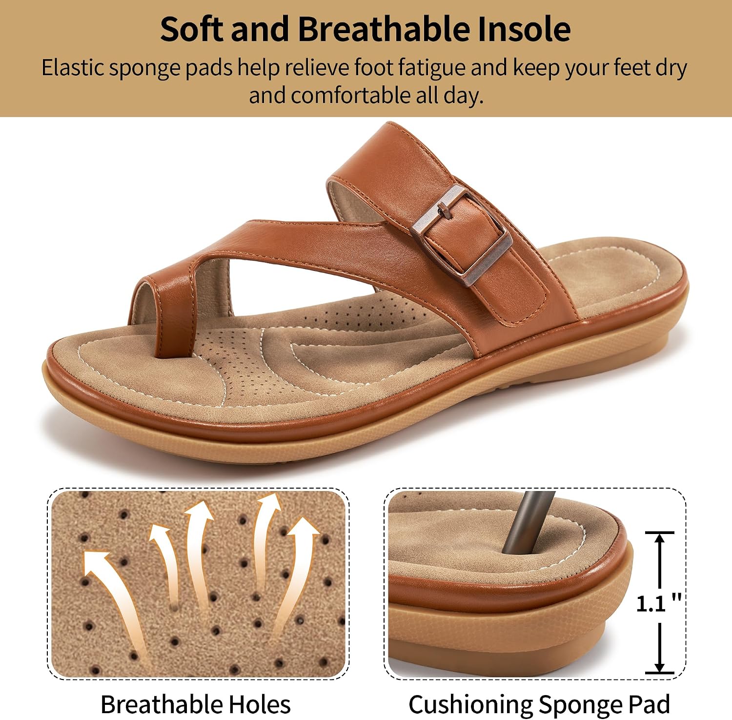 Ablanczoom Womens Sandals Summer Comfortable Dressy Flat Slides 2026 - Ladies Orthopedic Casual Walking Sandal image 5