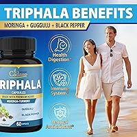 Vista 4 de Organic Cadane Cápsulas de extracto de Triphala – Complejo de 6 ingredientes premium con cúrcuma, moringa, guggul, jengibre y pimienta negra – 60