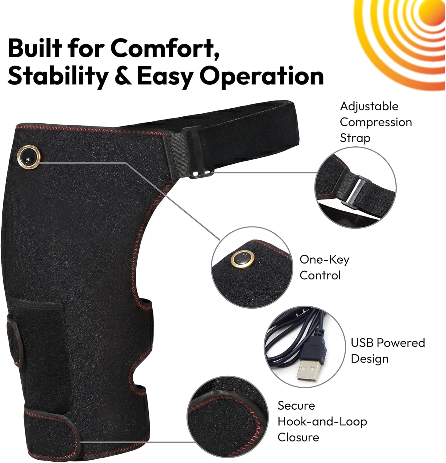 Hip Brace Heating Pad - Heated Support for Hip Pain Sciatic Nerve Lower Back Thigh Buttock for Men Women - Adjustable Electric Heating Therapy Wrap Device for Sciatica & Hip Joint Support