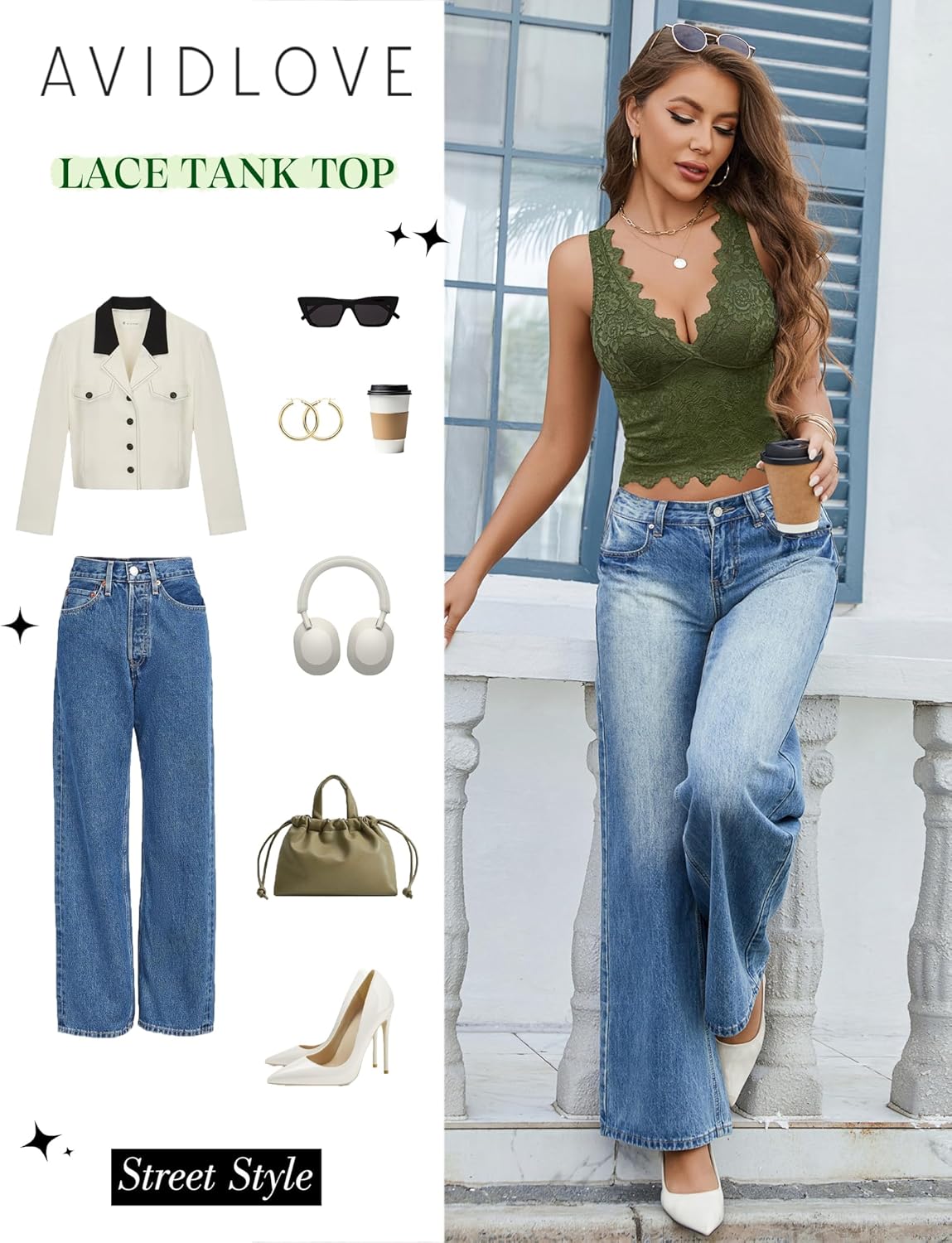 Avidlove Lace Tank Tops for Women Summer Going Out Tops Y2k Sexy Lace Top - Image 5