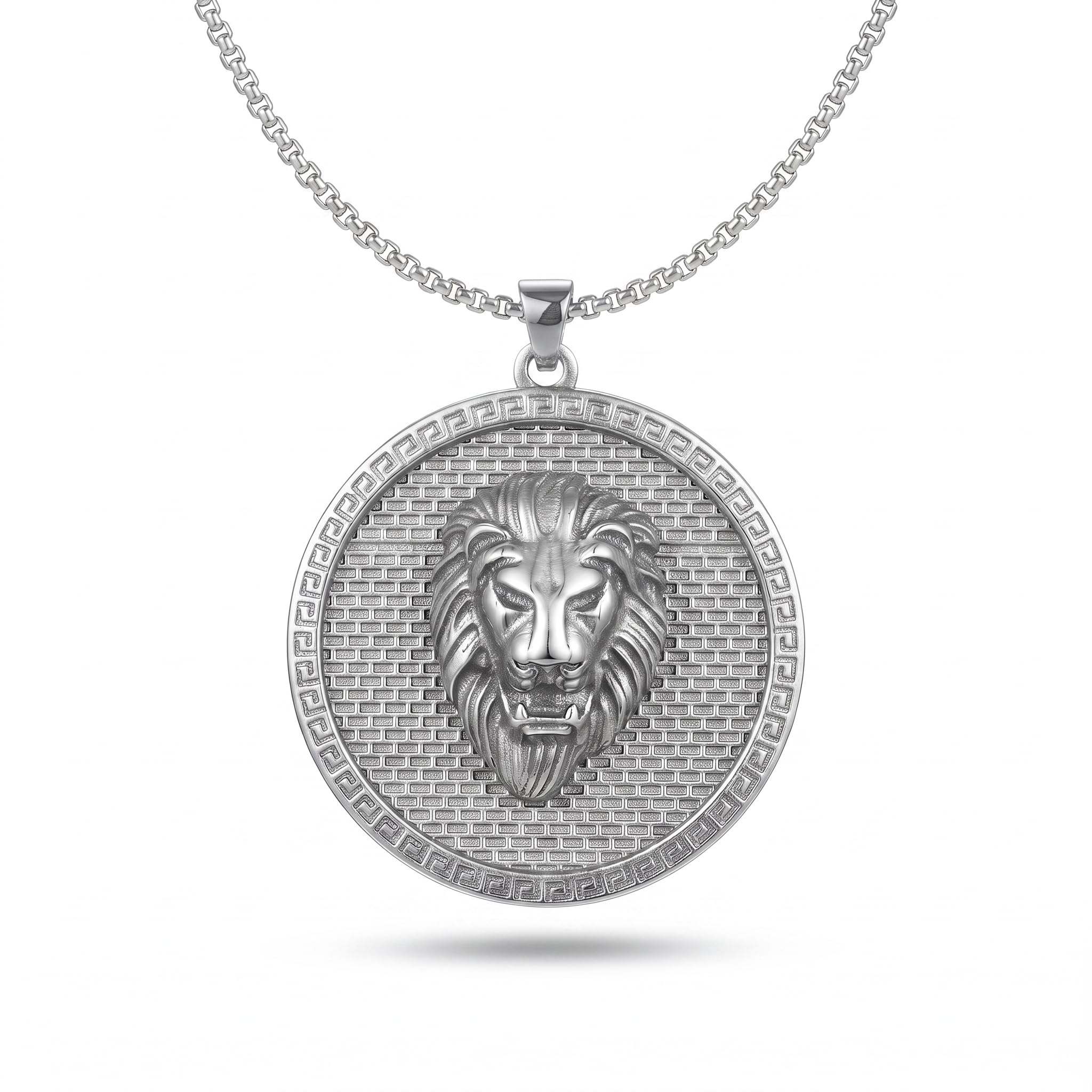 the men thing LION REIGN - 37mm Titanium Steel Pendant with 24inch Round Box 5mm Chain for Men & Boys-picture-41