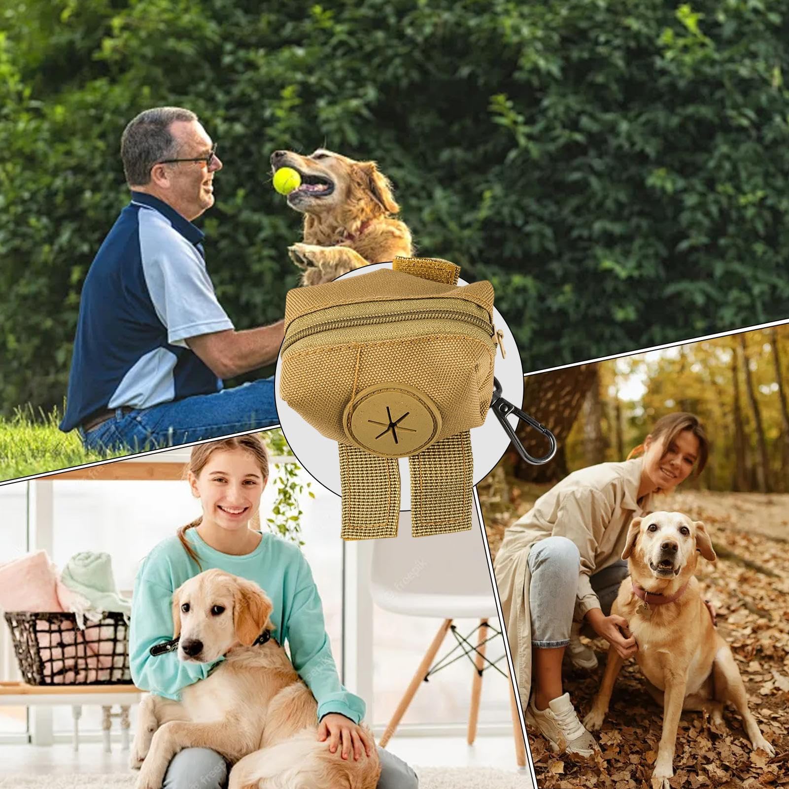 Portasacchetti Per Cacca Cane Con Moschettone - Dispenser Compatto In Poliestere, Per Passeggiate E Viaggi, Colore Arancione O Viola