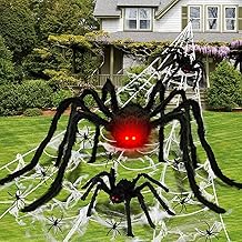 Halloween Decorations 200" Halloween Spider Web 50" Giant Spider 2Pcs 12" Spider with Triangular Spider Web for Indoor Outdoor Halloween Yard Decor,Home Lawn Costumes Parties, Haunted House Décor