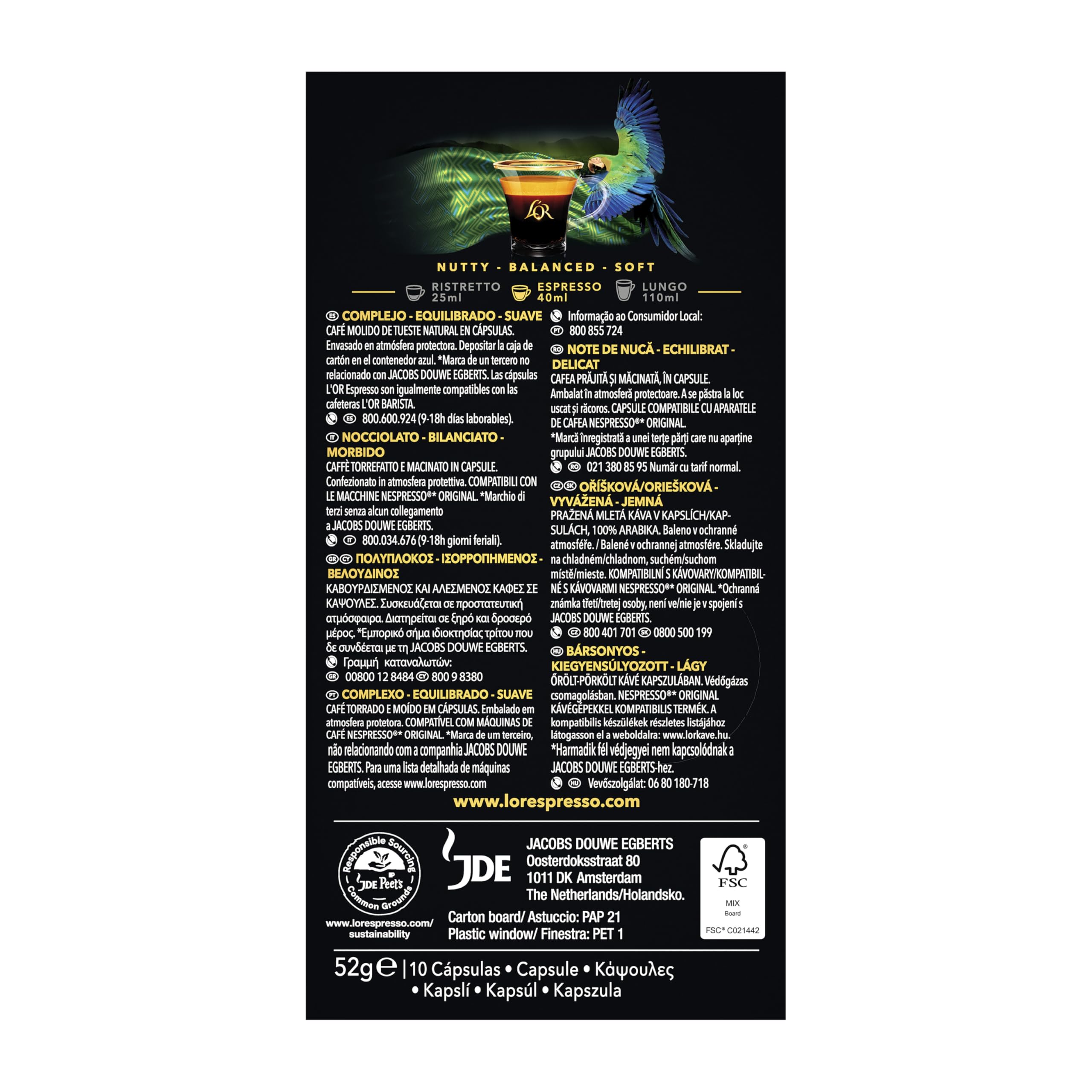 L'OR Espresso Café Brazil Orígenes | 200 Cápsulas | Intensidad 8, Compatible con máquinas Nespresso