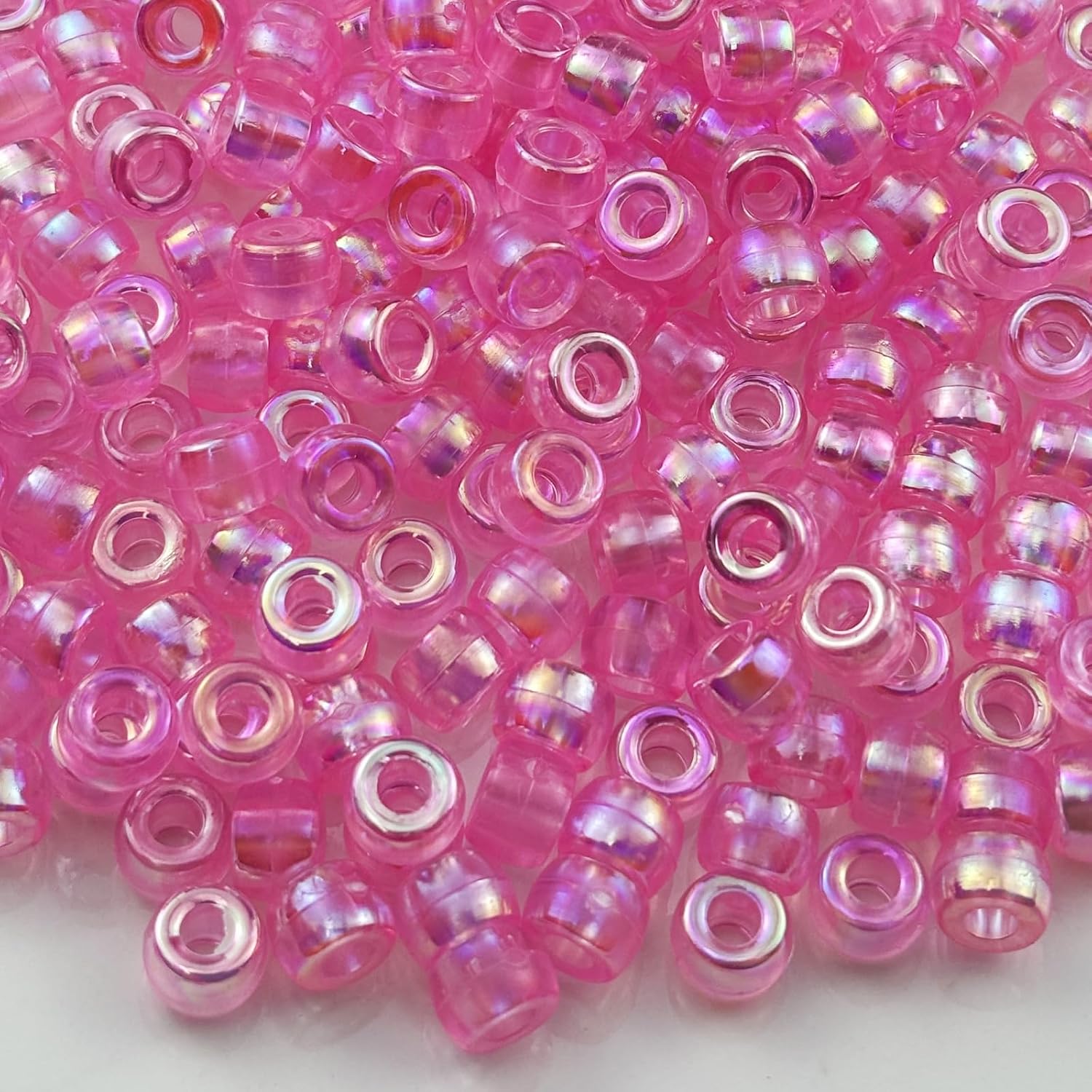 300pcs Pony Beads AB Colors Acrylic Big Hole Beads for Bracelets Hair Braids Crafts DIY Jewelry Making Projects(Purple AB)
