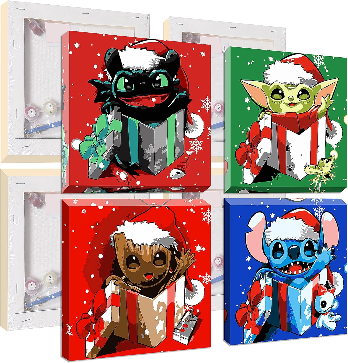CYNART 4 Pack Christmas Cartoon Paint by Number for Kids