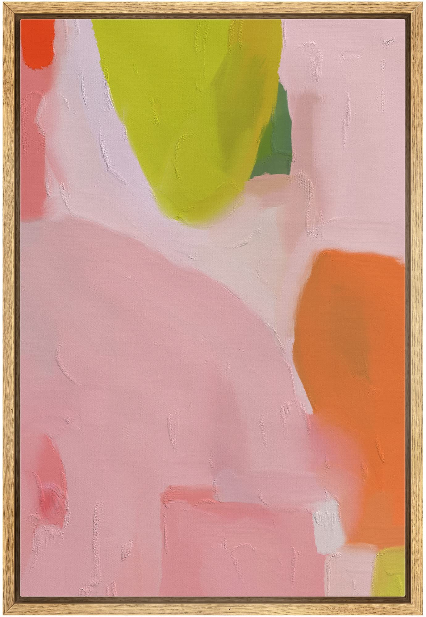 MUDECOR Framed Canvas Print Wall Art Vibrant Pink Orange Pastel Watercolors Abstract Shape Illustrations Modern Art Decorative Bohemian Chic for