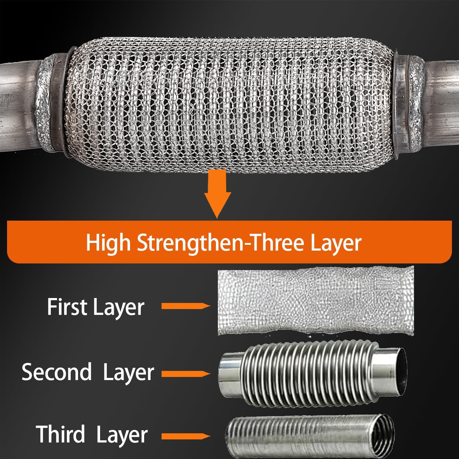 1pc 100% Stainless Steel Muffler Front Flex Pipe Exhaust Y Pipe Replacement OEM-BB5Z5G274A, DB5Z5G274B Compatible with 2011-2019 Ford Explorer 3.5L 55661