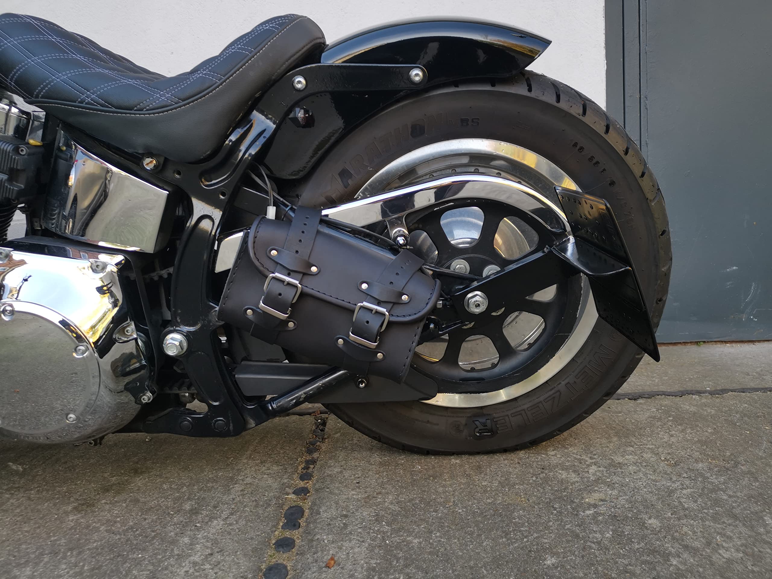 Gabelrolle Juno kompatibel mit Harley Davidson Softail Fatboy Streetbob Cruiser Dyna Sportster Shovelhead Gepäckrolle universell