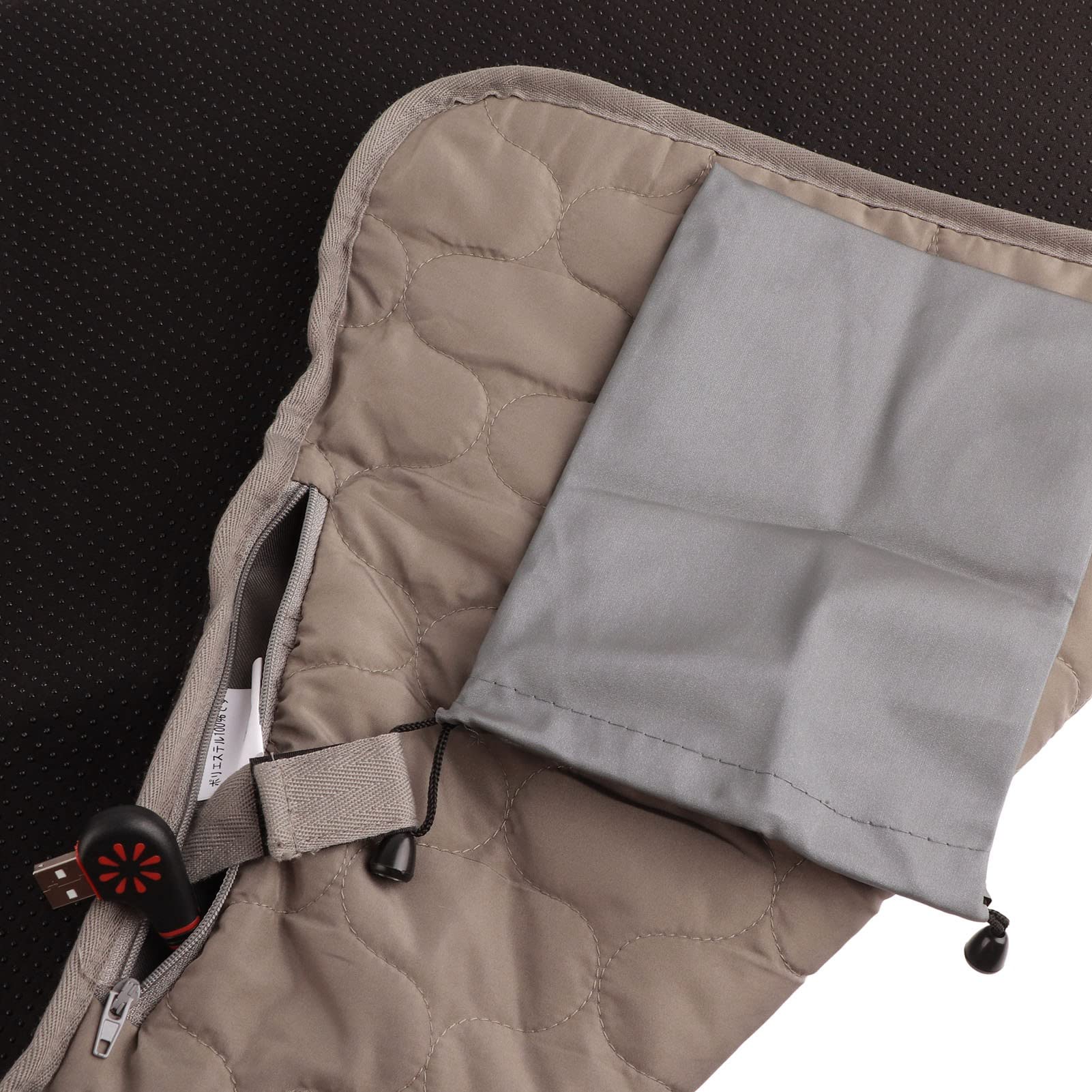 Coperta Riscaldata Elettrica USB, Portatile, Morbido, a Riscaldamento Rapido, per Campeggio, Esterno, Tensione di Sicurezza 5 V, Tessuto in Poliestere Premium (Grigio)