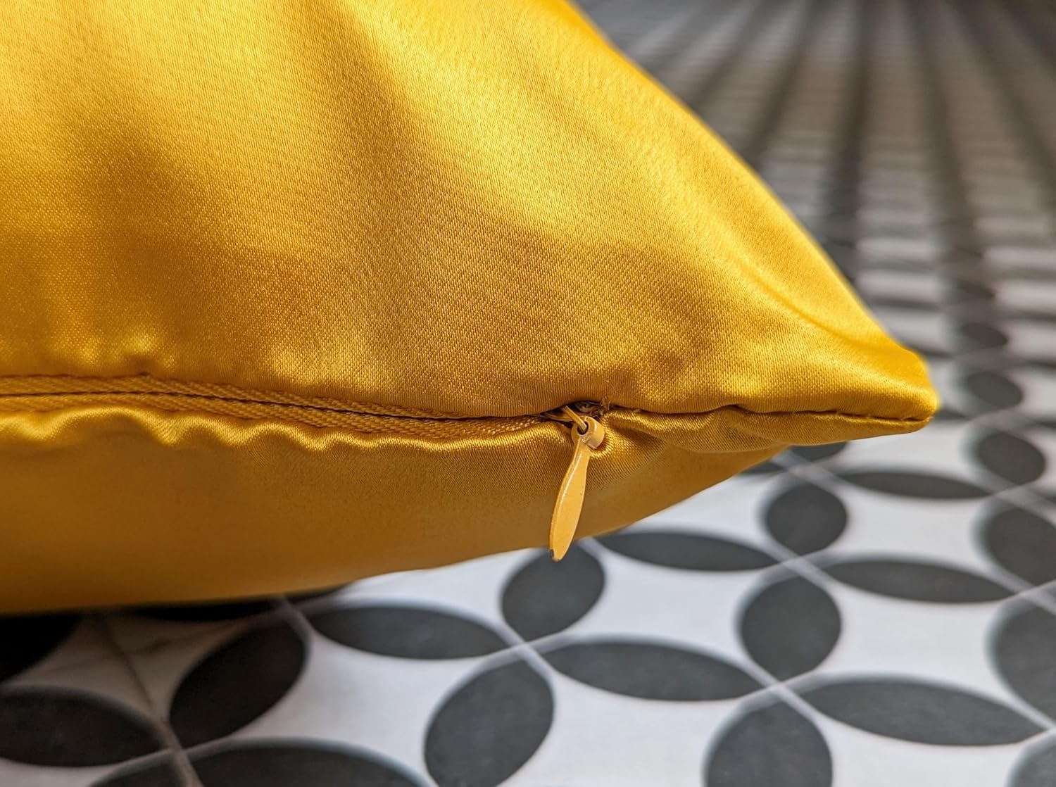 AVKA Studio Heavy Quality Satin Throw Pillow Covers - Golden Yellow - Set of 2-20x20 Decorative Pillow Covers - with Lining and Zipper Closure - Faux Silk Luxury Toss Pillow for Couch Sofa - No Insert