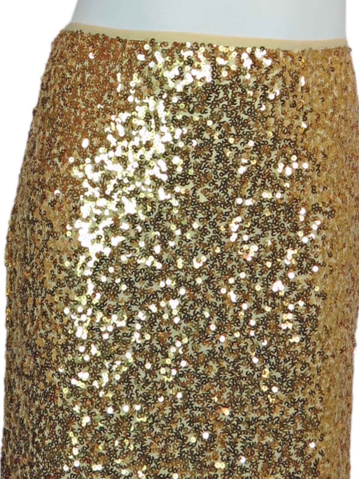 Gonna Lunga da Donna con Paillettes Elasticizzate E Spacco Laterale Aperto sulla Gamba, Completamente Foderata 40-54