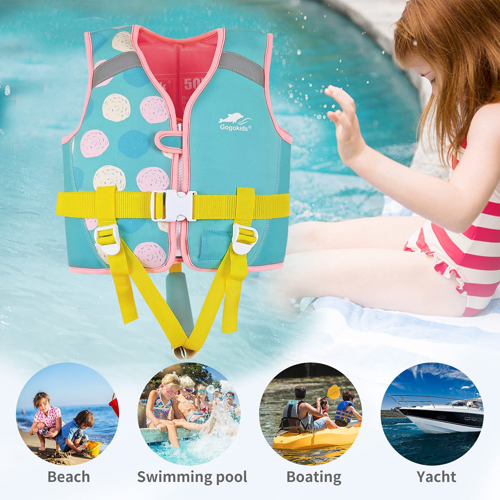 Giubbotto Da Bagno Galleggiante Per Bambini - Neoprene | UV50+ | 2-7 Anni | Nuoto Sicuro - Foto 6