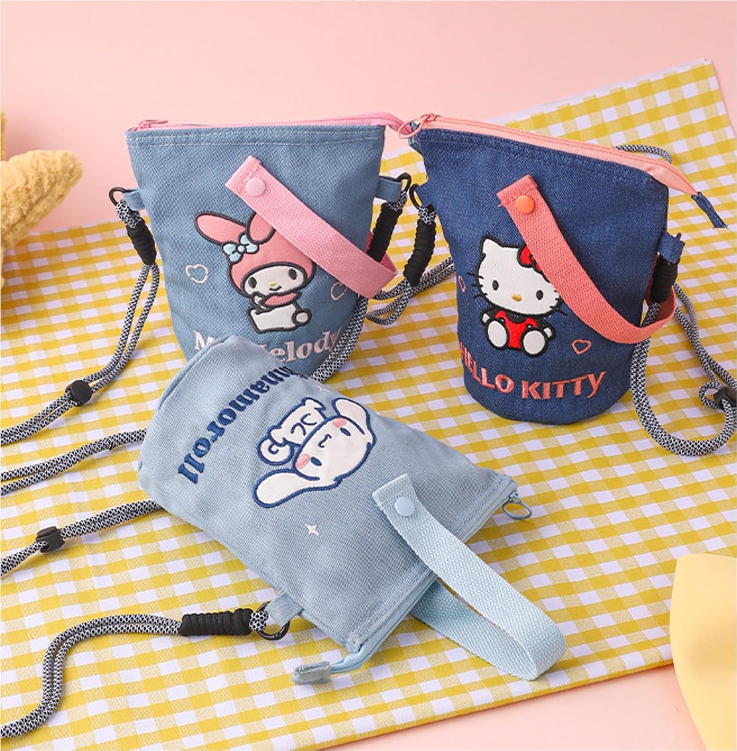 Cinnamoroll Denim Crossbody Shoulder Bag Phone Pouch with Adjustable Strap