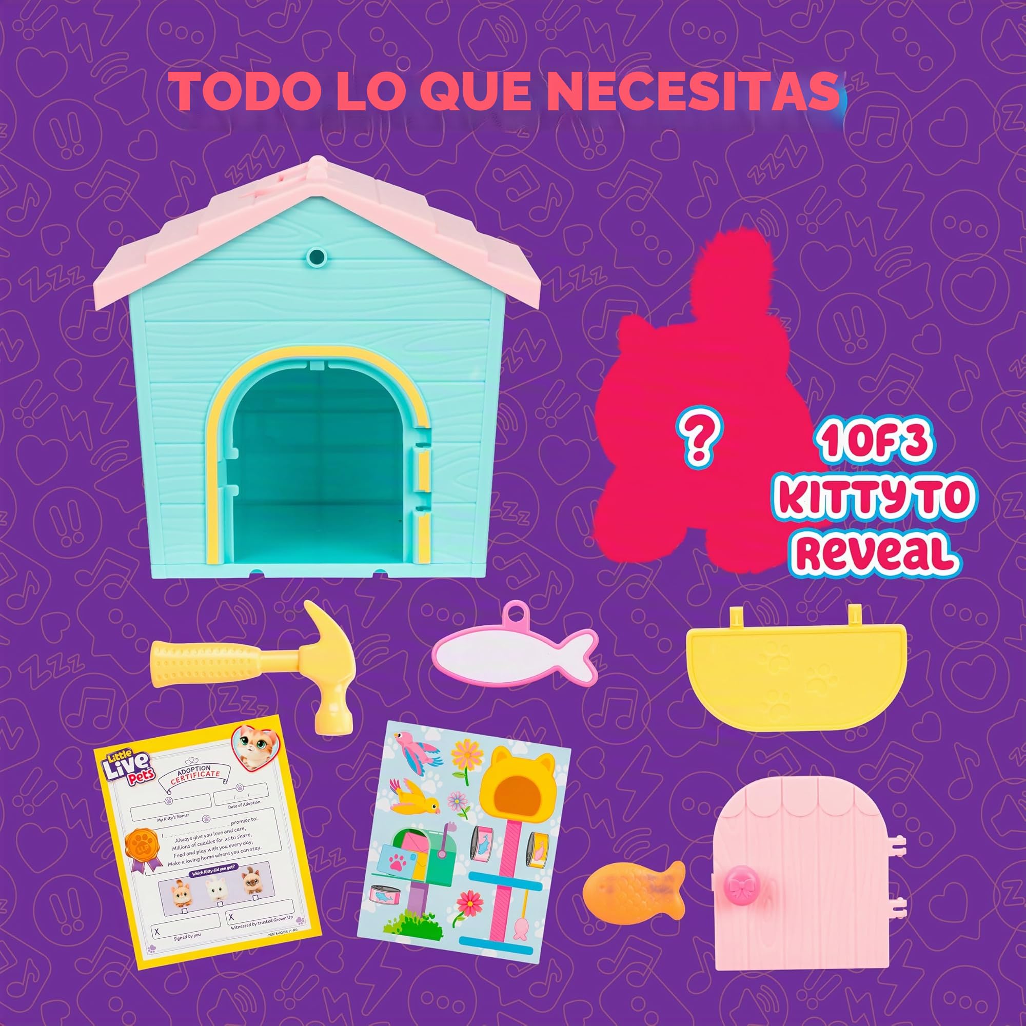 Little Live Pets My Kitty's Home - Mini juego de peluche de gatito misterioso, revela y decora el transportador de mascotas, juego repetido, juguetes de casa de gato para niños de 5 años en adelante
