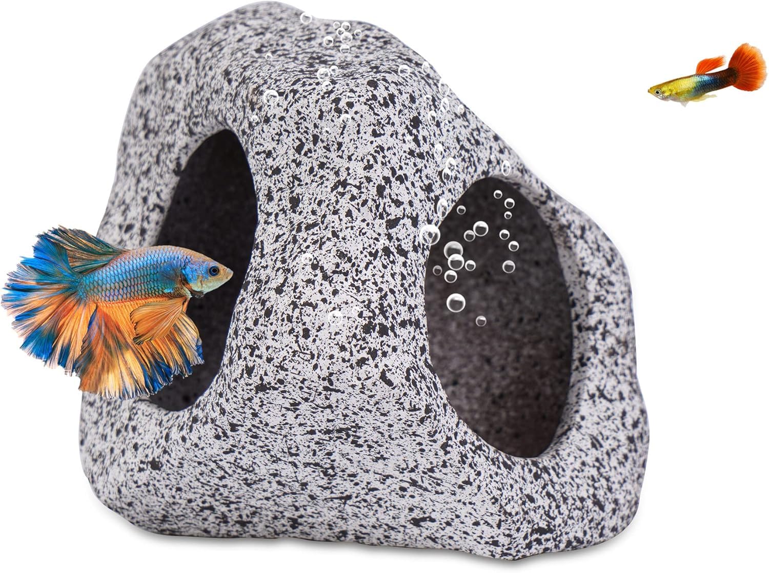 BEGONDIS Aquarium Rock Cave Hideaway for Fish and Aquatic Pets, Breeding Shelter Decoration, Ceramic Fish Tank Ornaments, Decor Stone for Betta (Style-1)