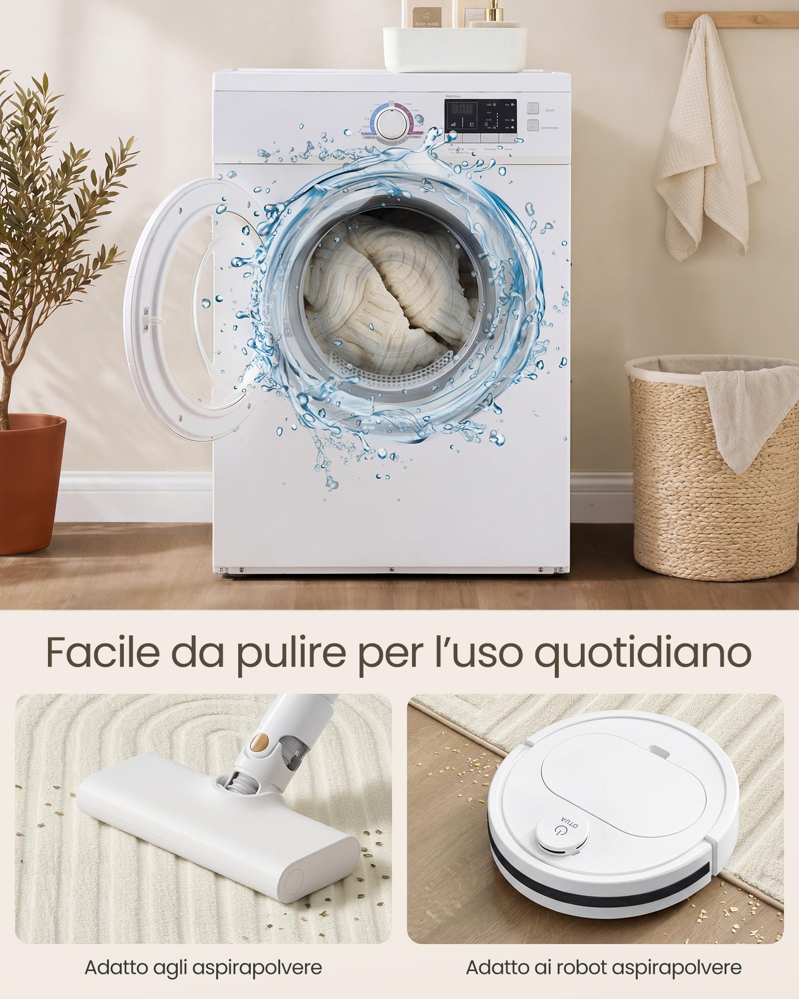 SONGMICS Tappeto, Tappeto da Salotto con Motivo Geometrico 3D, Lavabile in Lavatrice, Fondo Antiscivolo in TPR, 230 x 160 cm, per Camera da Letto e Corridoio, Crema, Collezione HILA TAR134WZ02