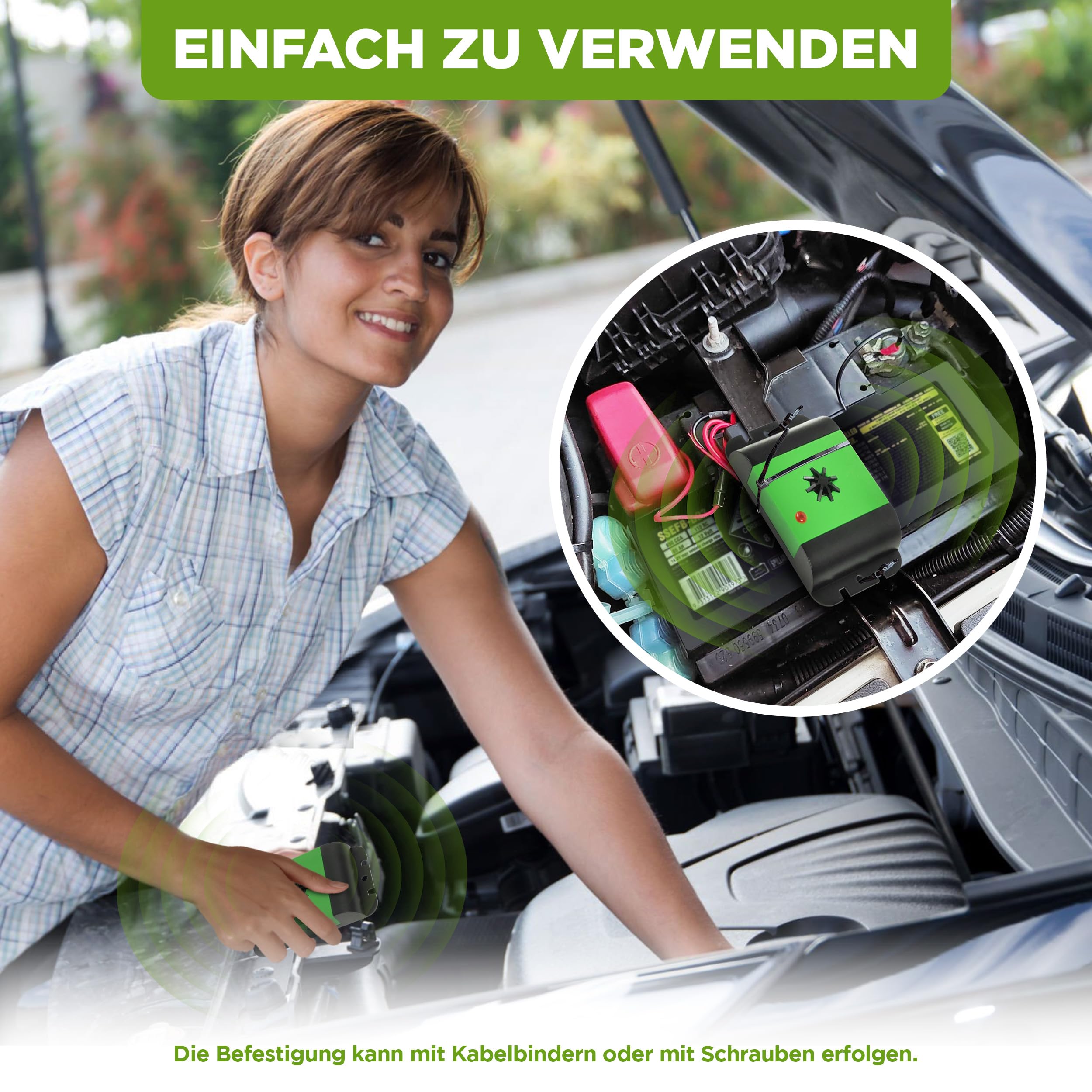 ISOTRONIC Marderschreck Auto – Batteriebetriebene Marderabwehr mit Vibrationssensor & Ultraschall – Marderschutz für Auto, Dachboden & Garage – Anti Marder Abwehr mit 40m² Wirkungsbereich (1 Stück)