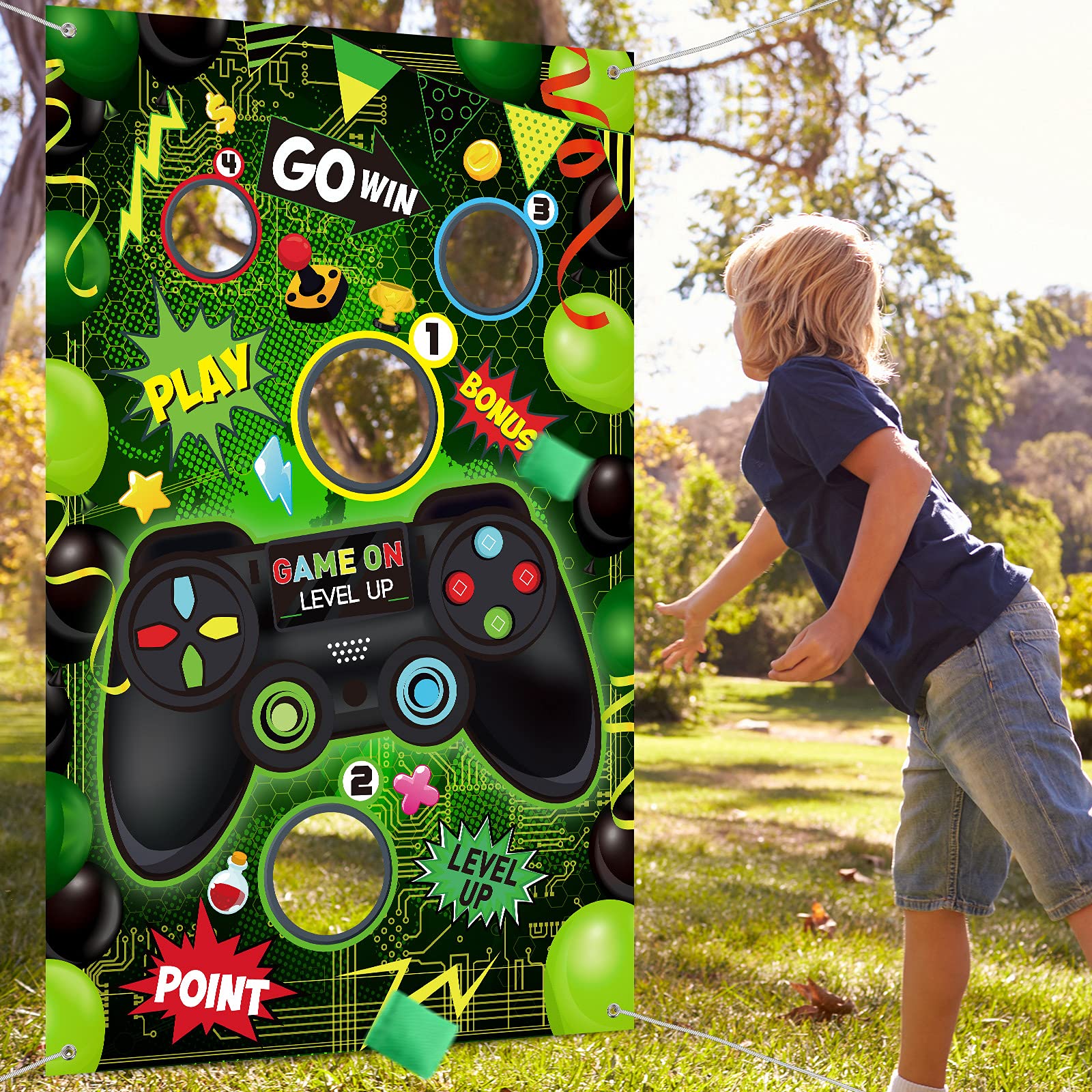 Buy Video Game Toss Games with 3 Bean Bags, Level Up Game Theme
