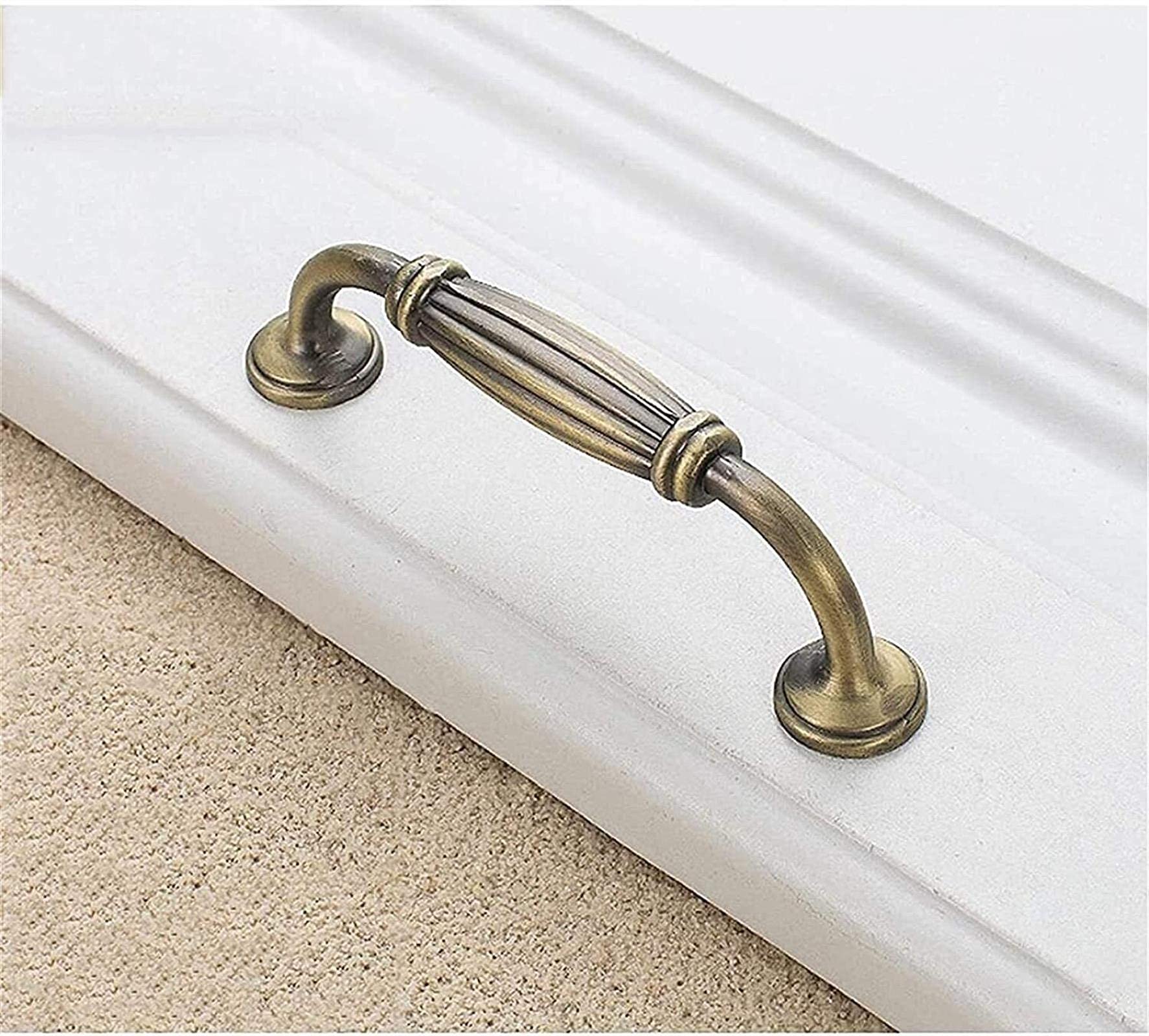 SAJMAKUWLA Antique Brass Cabinet Drawer Handles 7 Pieces Zinc Alloy Kitchen Door Pulls for Cabinet(96mm)