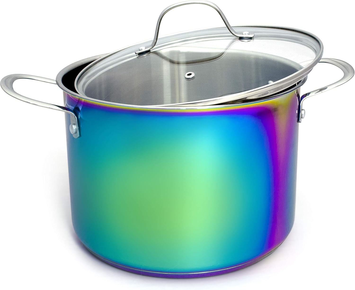 The Magical Kitchen Collection by The Sneaky Chef - Iridescent Rainbow 8-Quart Stock Pot With Handles & Glass Lid -Premium Heavy Duty Stainless Steel Titanium, Rust Proof, Oven-Safe, Induction Ready: Home & Kitchen