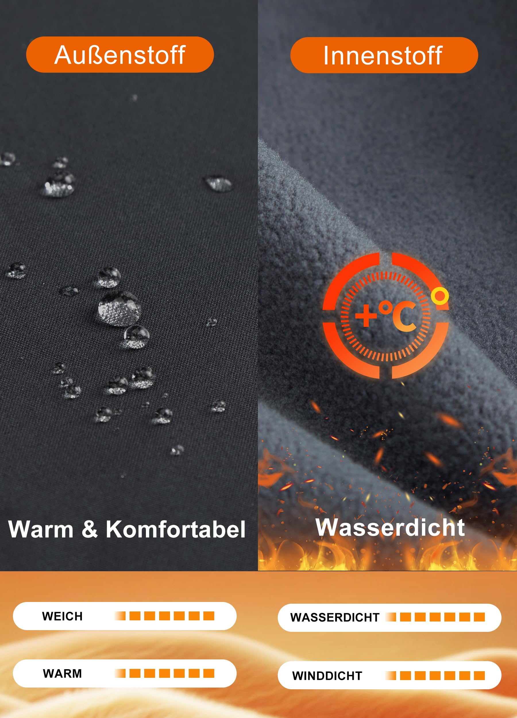 Libin Thermohose Herren Winter Softshellhose Wasserdicht Winddicht Gefüttert Skihose Wanderhose Winterhose Outdoorhose Schneehose Regenhose Trekkinghose
