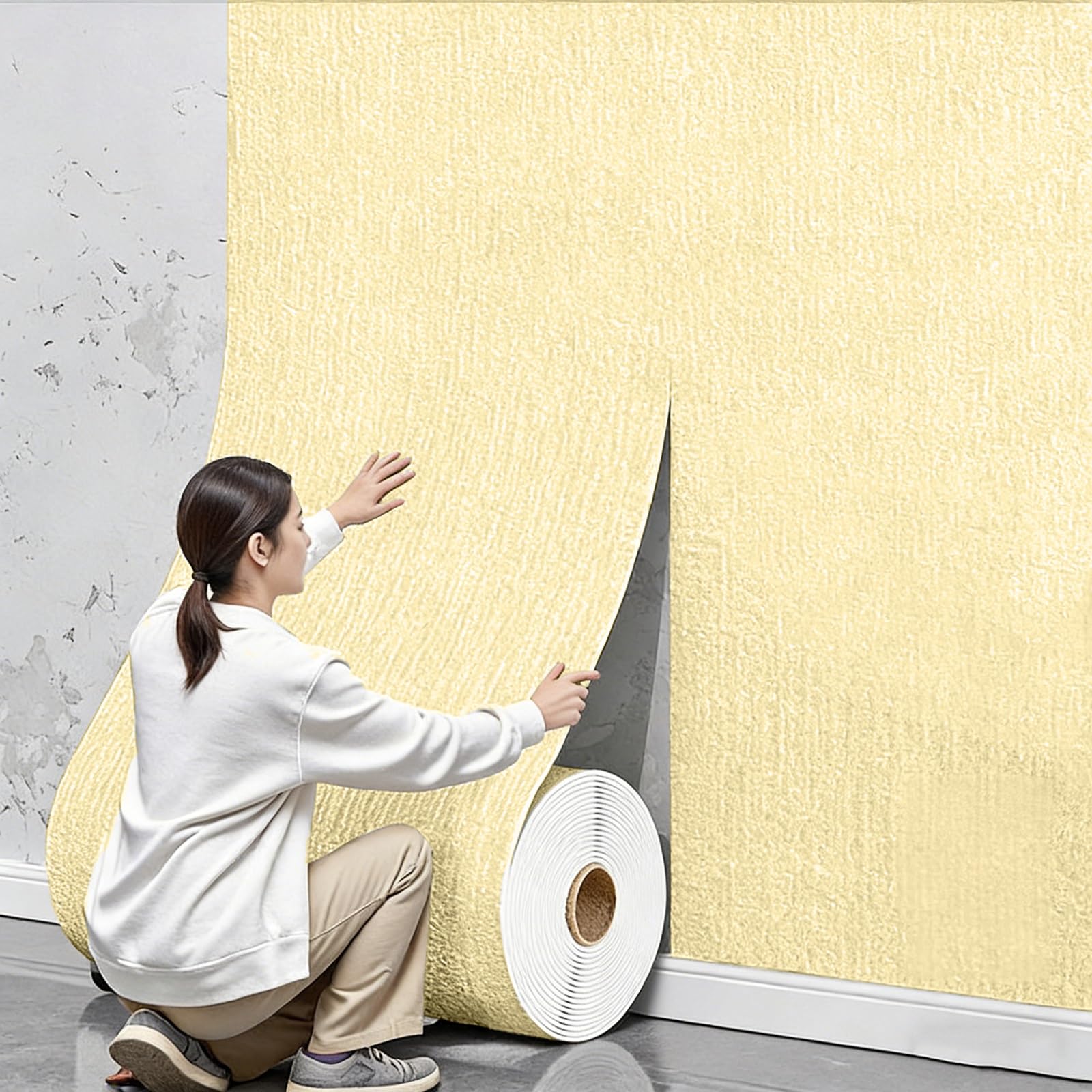 Rouleau Isolant Thermique Autocollant jaune 50cm x 20m pour isolation et décoration murale