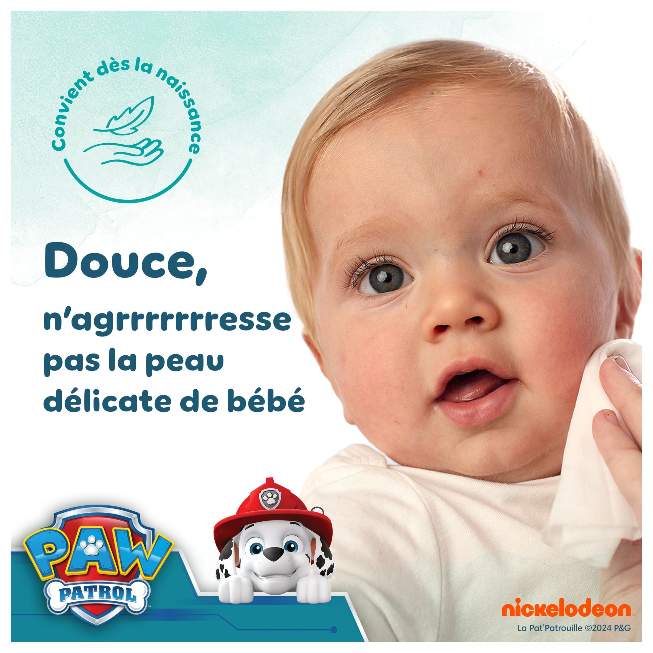 Pampers Harmonie Aqua Lingettes pour Bébé 432 (9x48) Sans Plastique Sans Parfum 99% Eau Protection Peau Délicate