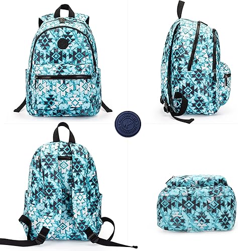 Miniatura 4 de Montana West Mochila de campus estilo bohemio étnico azteca bohemia, impermeable, casual, bolsa de viaje vintage, F-Turquesa, Mochilas de lona