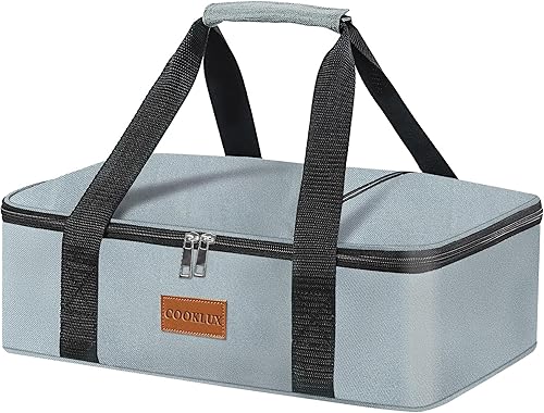 Cazuela aislada Diseño de una sola capa, bolsa calentadora de alimentos para viajes de alimentos calientes y fríos, se adapta a cazuela de 9 x 13