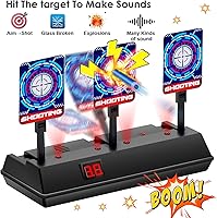 Vista 4 de STOTOY Objetivo de disparo electrónico para pistolas Nerf, objetivo de reinicio automático para niños, objetivos digitales con efecto de sonido